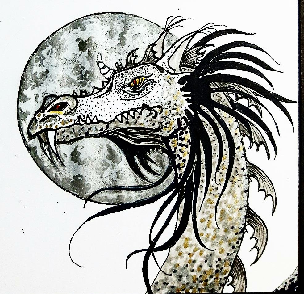 Meine 12von12 im September 2022: Ruby Bachert-Schneider zelebriert Steampunk - mit dem Steampunk-Drachen vor dem Vollmond